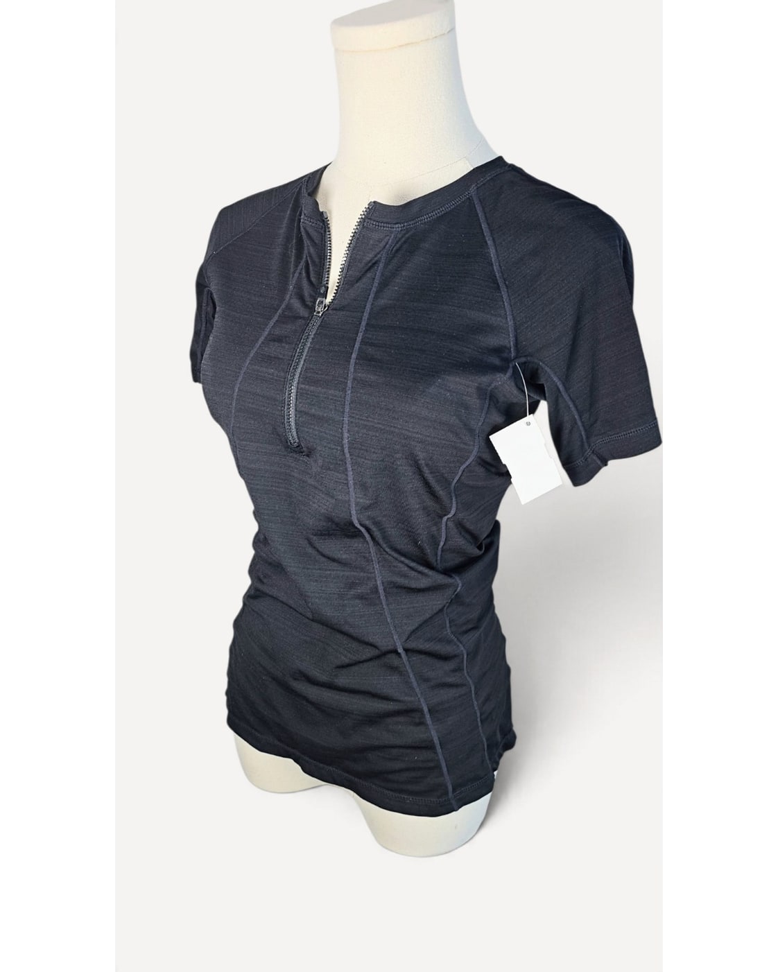 Athleta Zip Front Short Sleeve Top