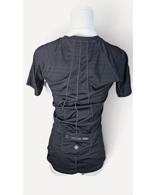 Black Athleta Zip Front Short Sleeve Top, size 6 – photo 2