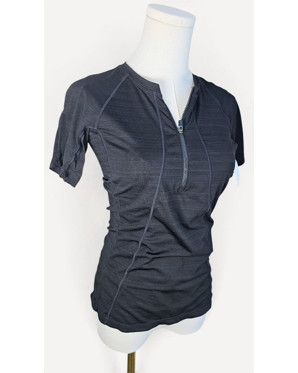 Athleta Zip Front Short Sleeve Top