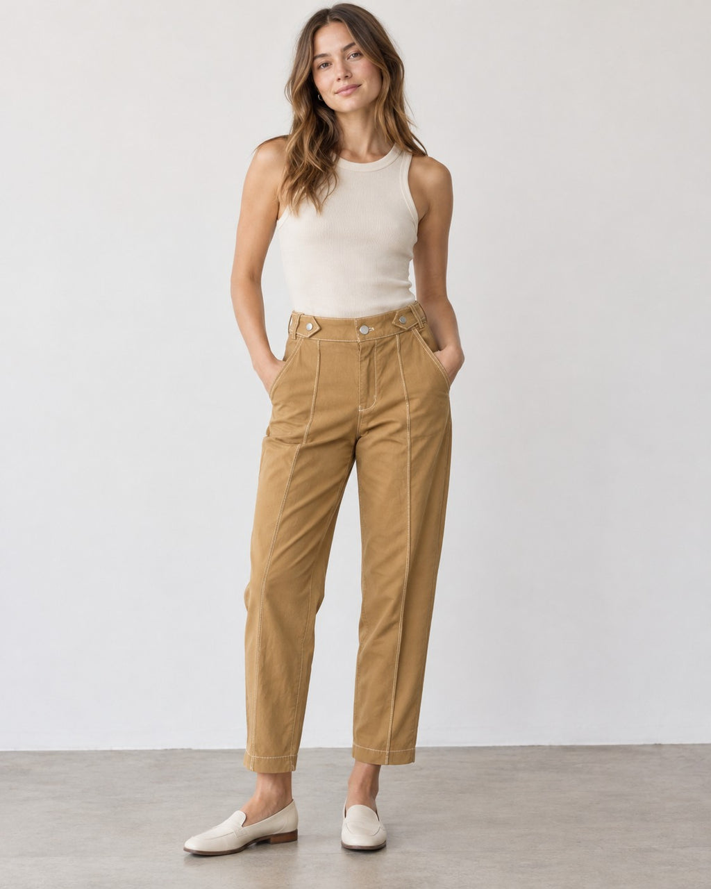 Maeve Utility Flap-Detail Straight-Leg Pants