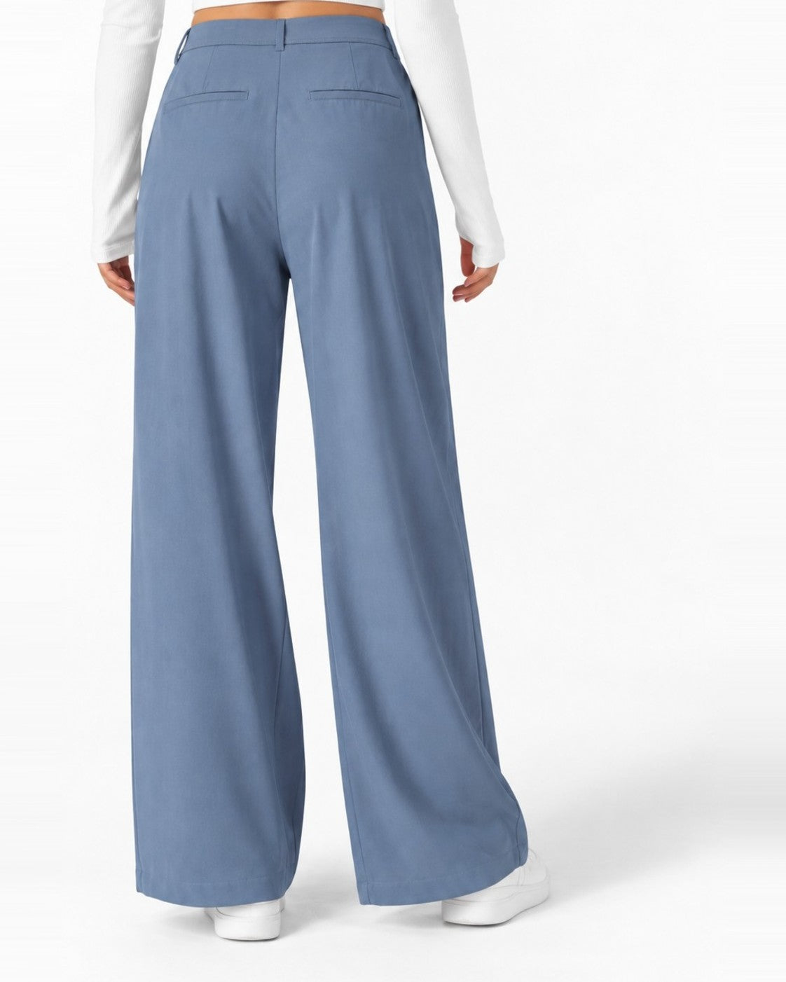 Blue Halara High Waisted Pocket Wide Leg Waffle Work Trousers, size M Regular – photo 2