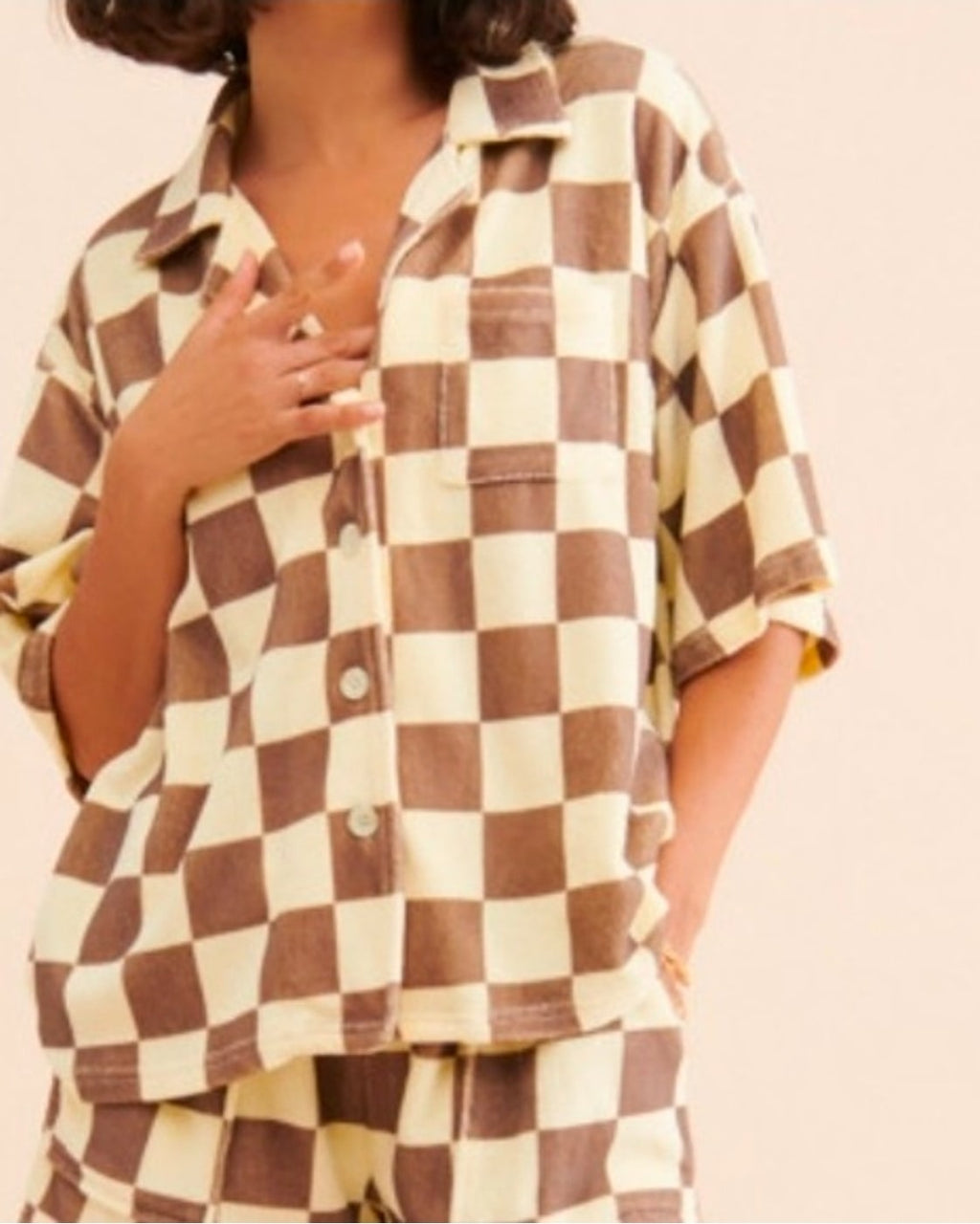 Ona Check Print Button Front Shirt