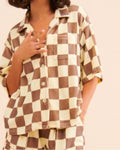 Ona Check Print Button Front Shirt
