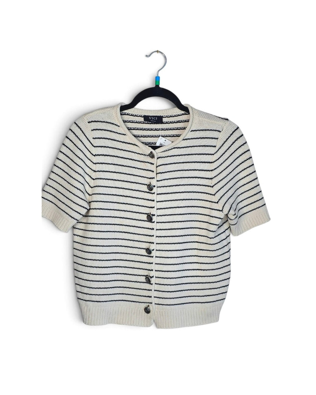 Vici Striped Button Front Sweater