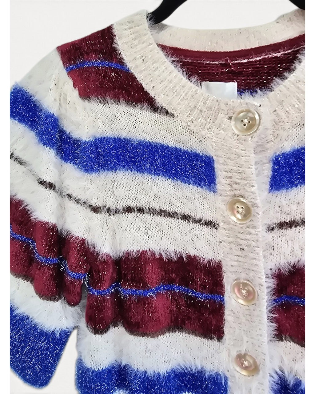 Blue Maeve Striped Fuzzy Cardigan, size XS – photo 2