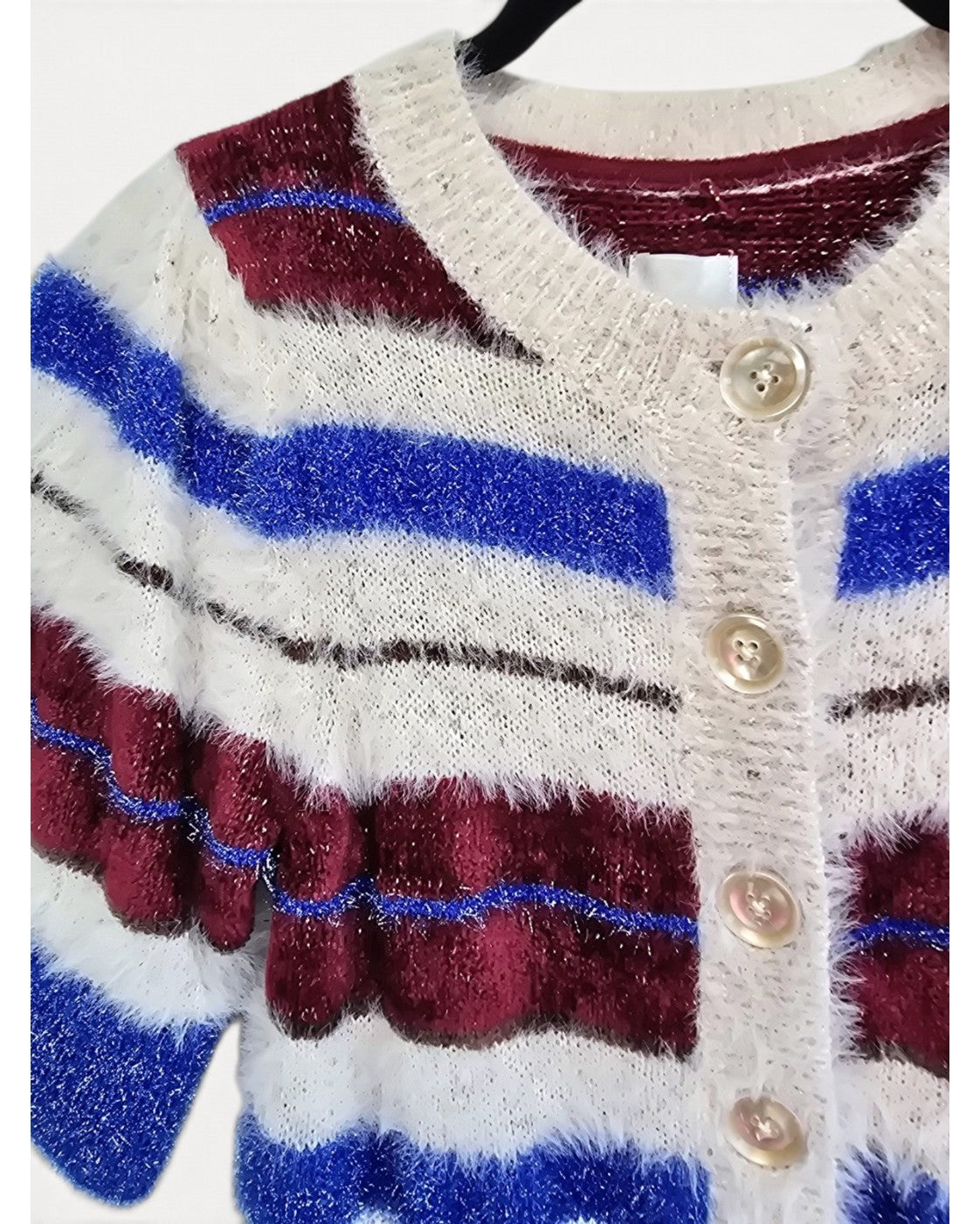 Blue Maeve Striped Fuzzy Cardigan, size XS – photo 2