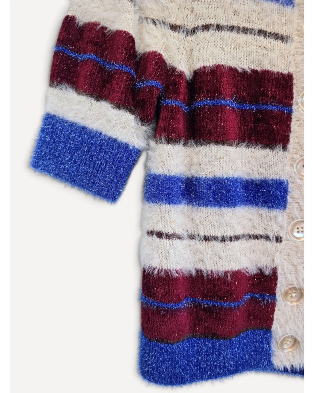 Blue Maeve Striped Fuzzy Cardigan, size XS – photo 3