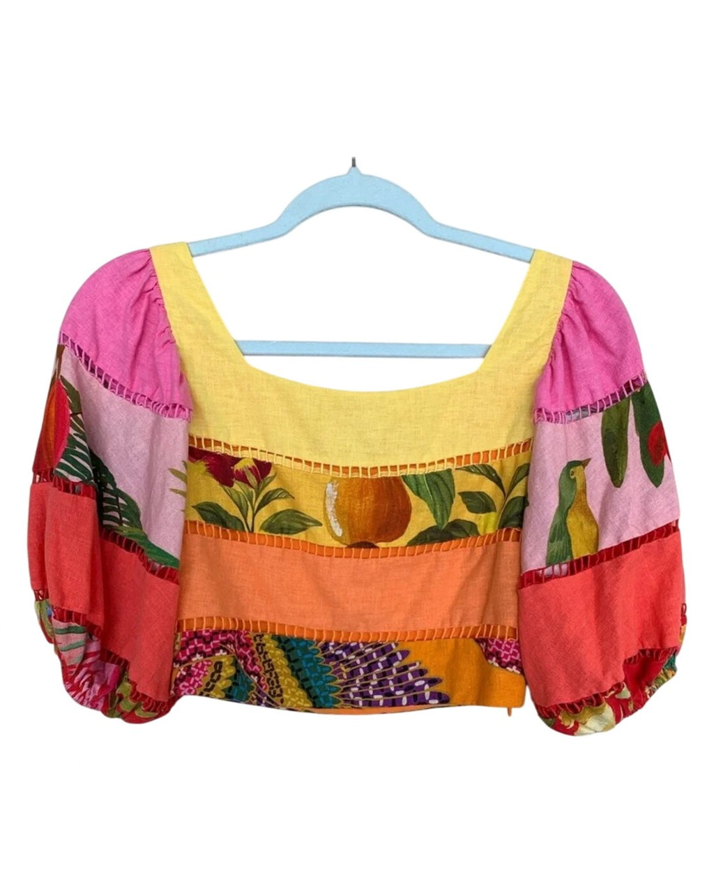 Multicolor Farm Rio Printed Puff Sleeve Crop Top – photo 3