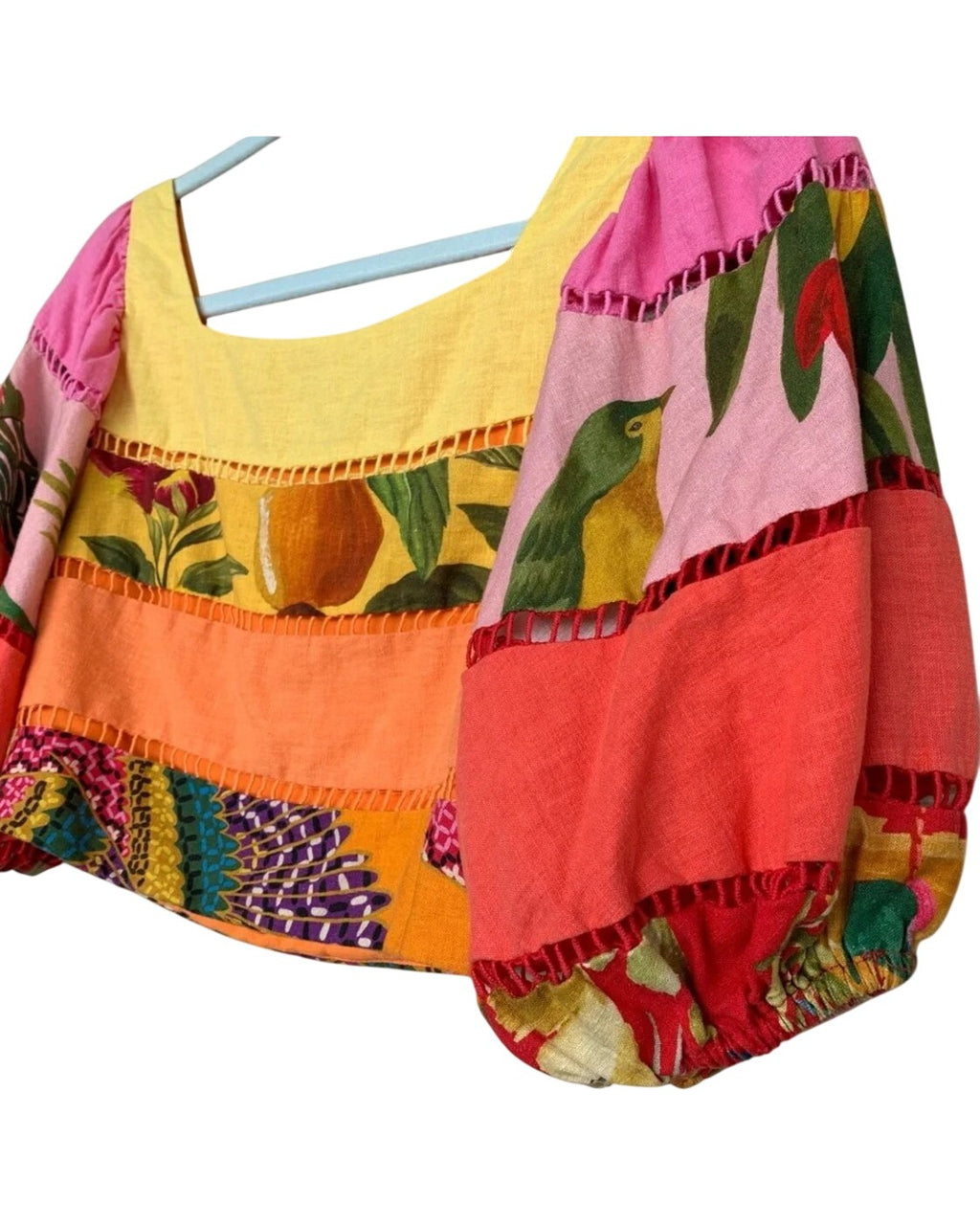 Multicolor Farm Rio Printed Puff Sleeve Crop Top – photo 4