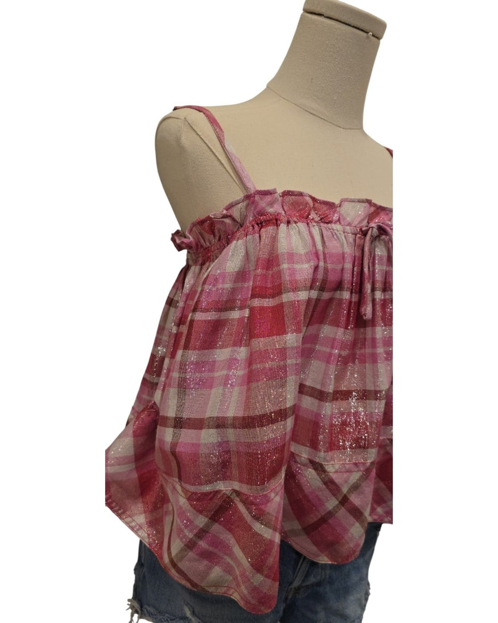 Pilcro Plaid Ruffle Cami Top