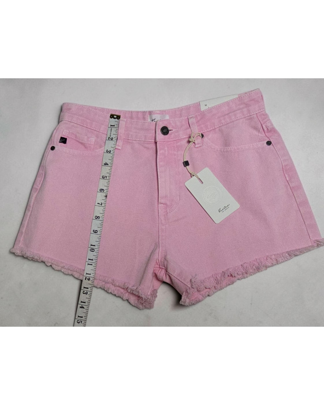Pink Kancan Frayed Hem Denim Shorts NWT, size M – photo 2