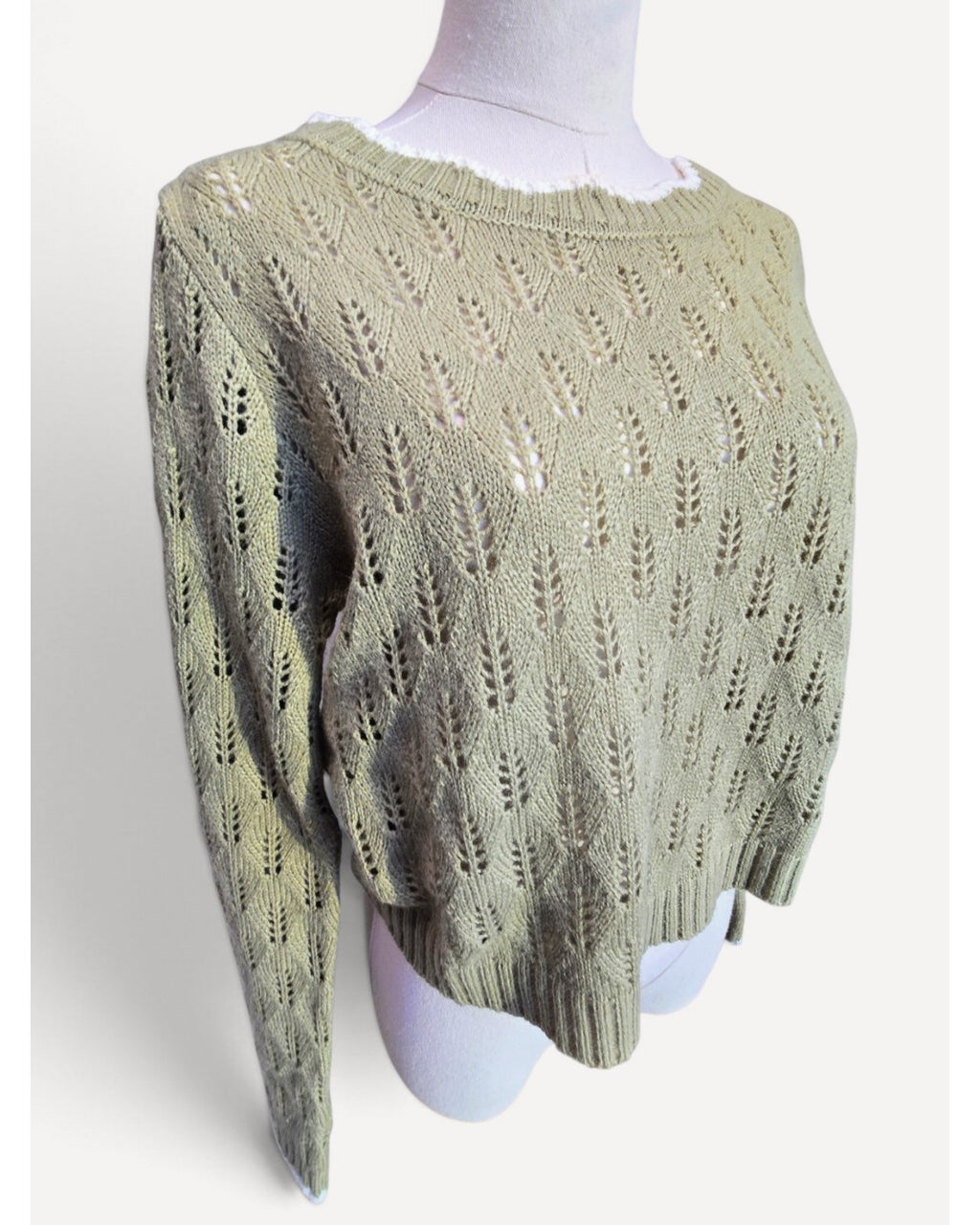 Green Papermoon Pointelle Knit Top, size M