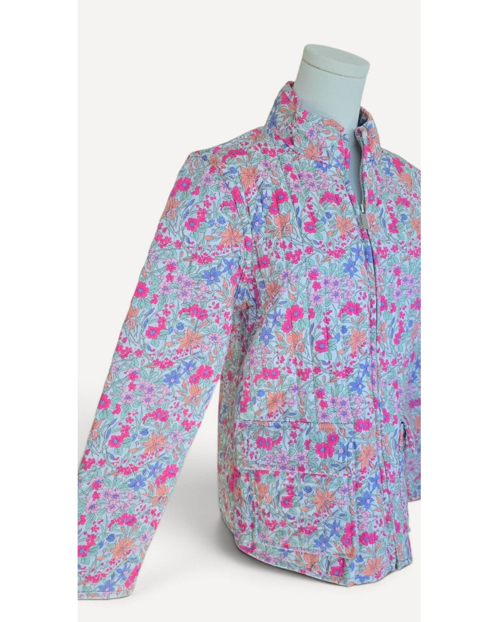 Blue Bagatelle Floral Quilted Utility Jacket, size M