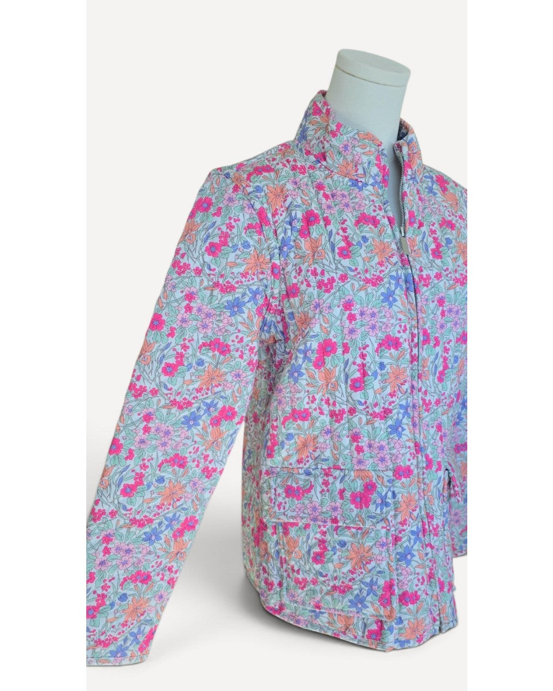 Blue Bagatelle Floral Quilted Utility Jacket, size M