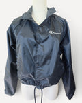 Black Champion Snap-Front Nylon Windbreaker, size M