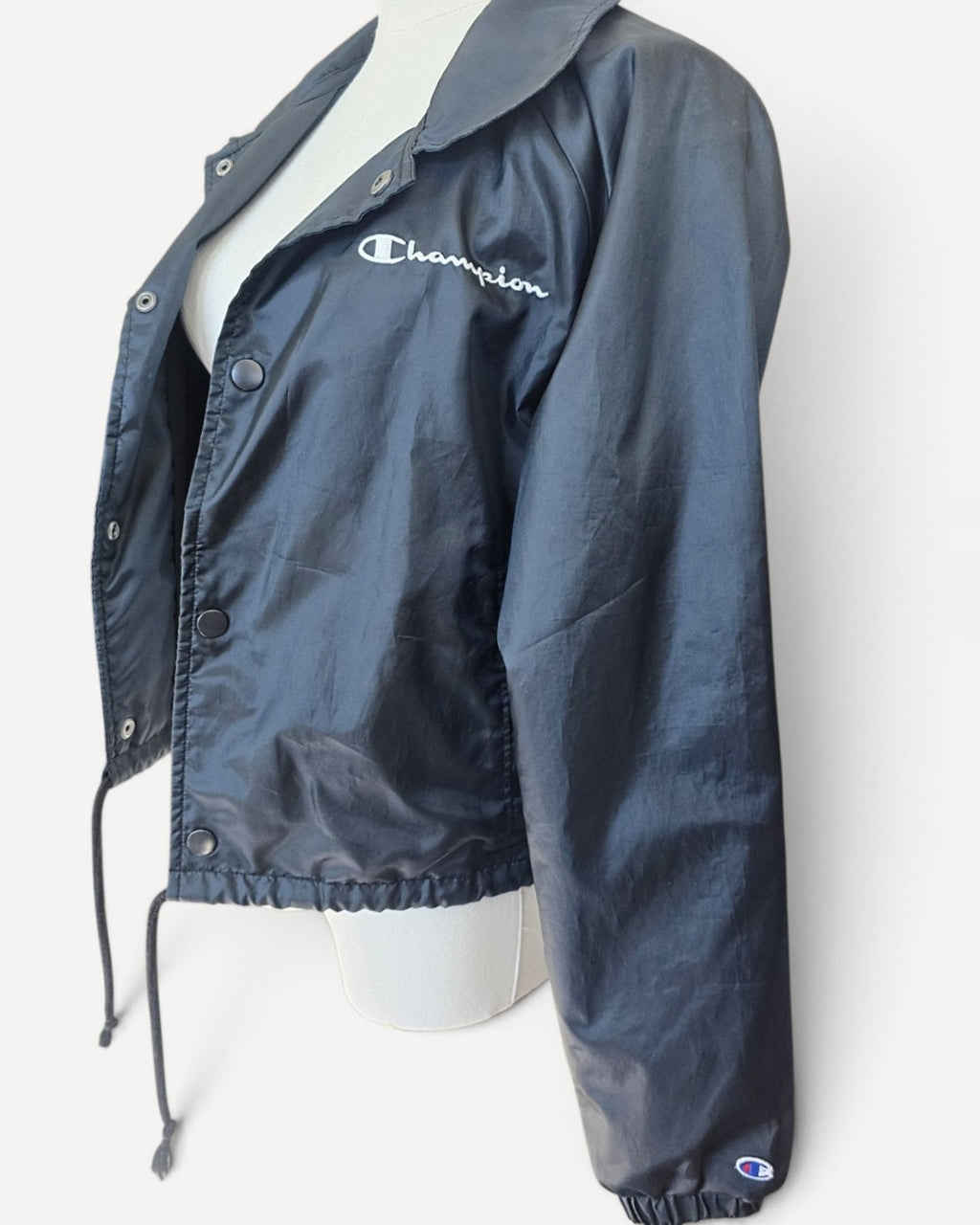 Black Champion Snap-Front Nylon Windbreaker, size M – photo 2