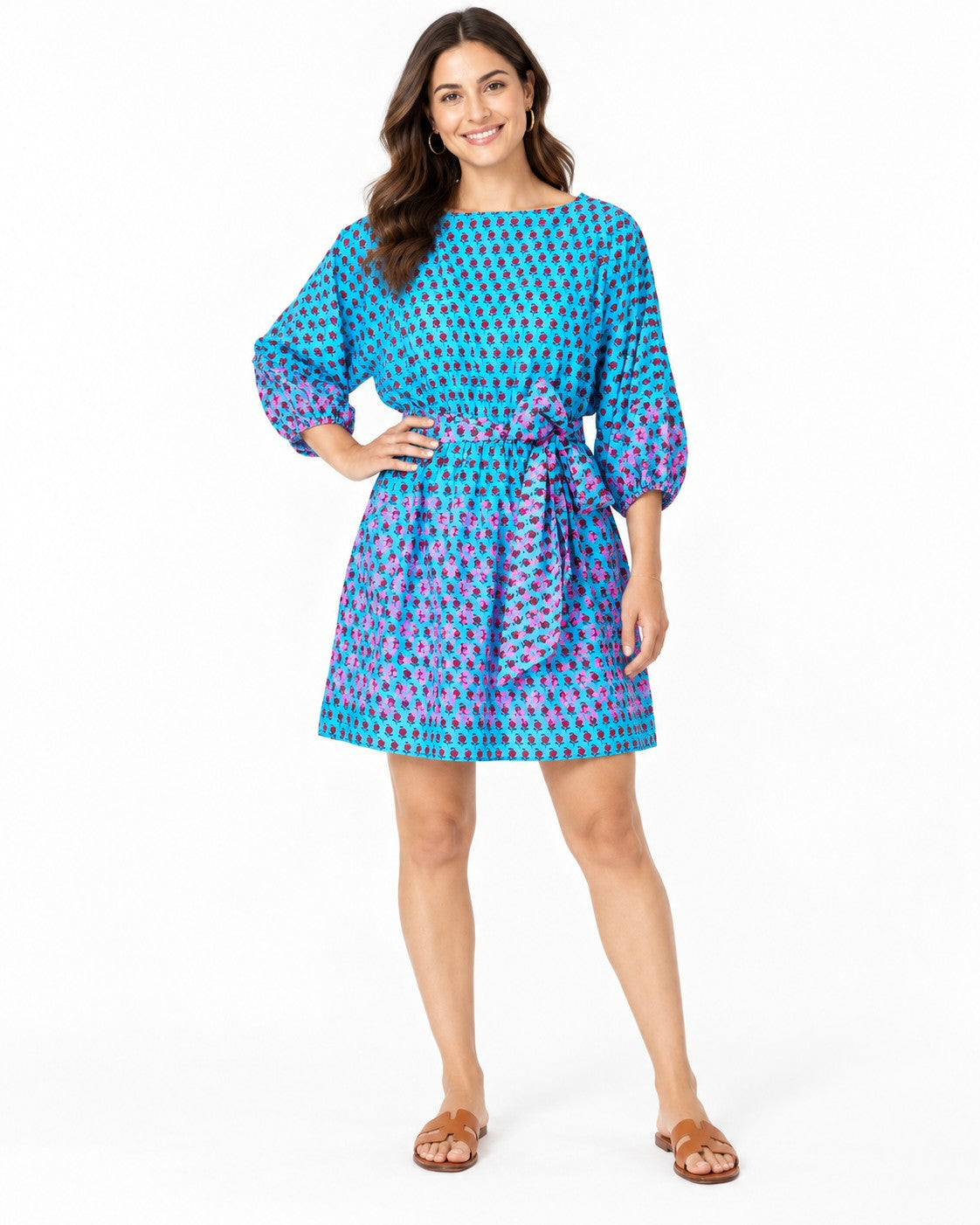 J.Crew Dolman-Sleeve Mini Dress in Layered Block Print