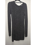 Lavender Brown Black & Silver Metallic Long Sleeve Open Back Bodycon Mini Dress