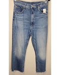 Mother Frayed Hem Straight Jeans