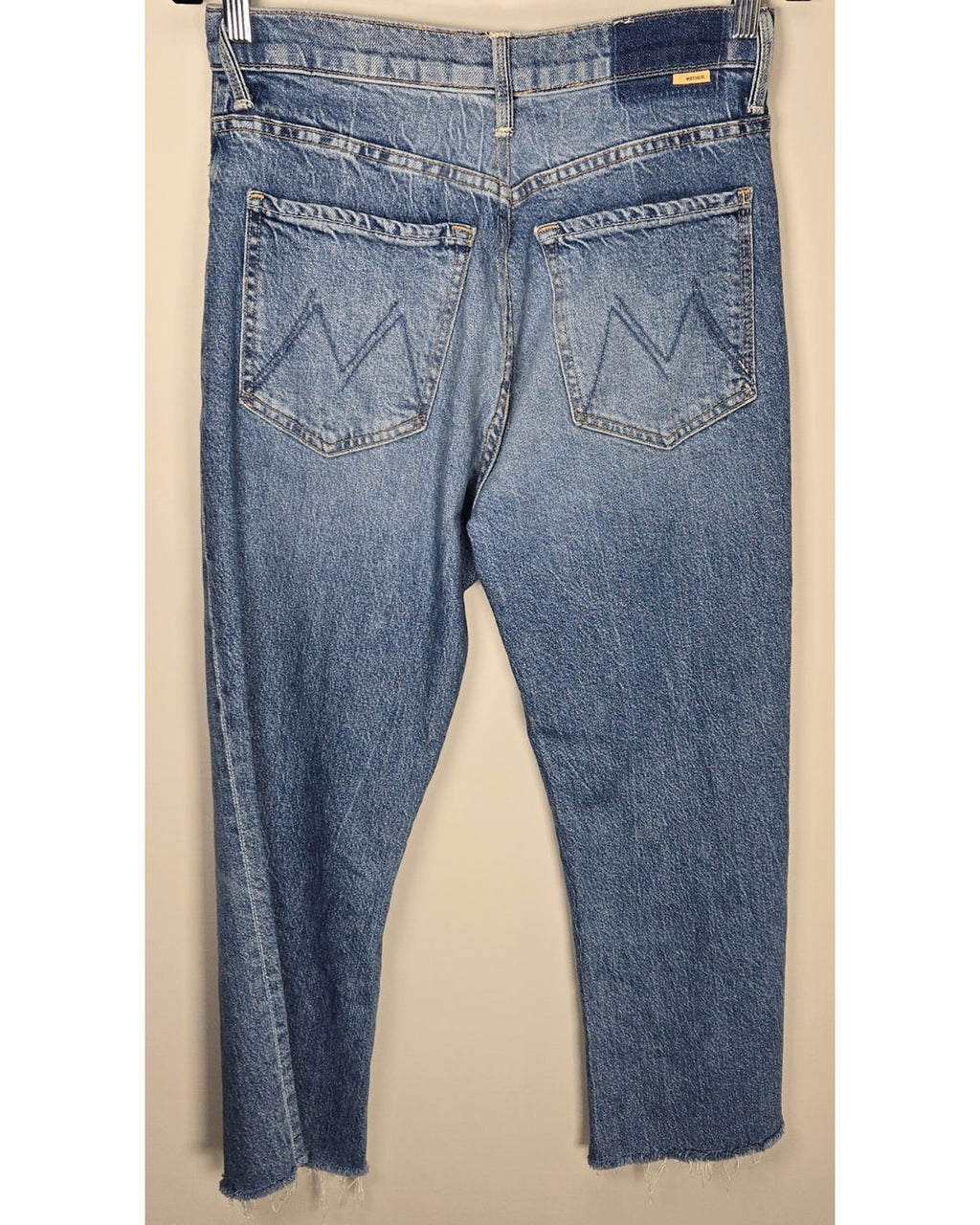 Mother Frayed Hem Straight Jeans