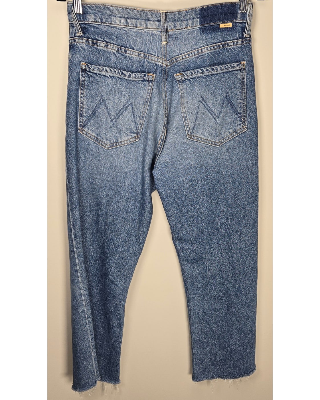 Mother Frayed Hem Straight Jeans