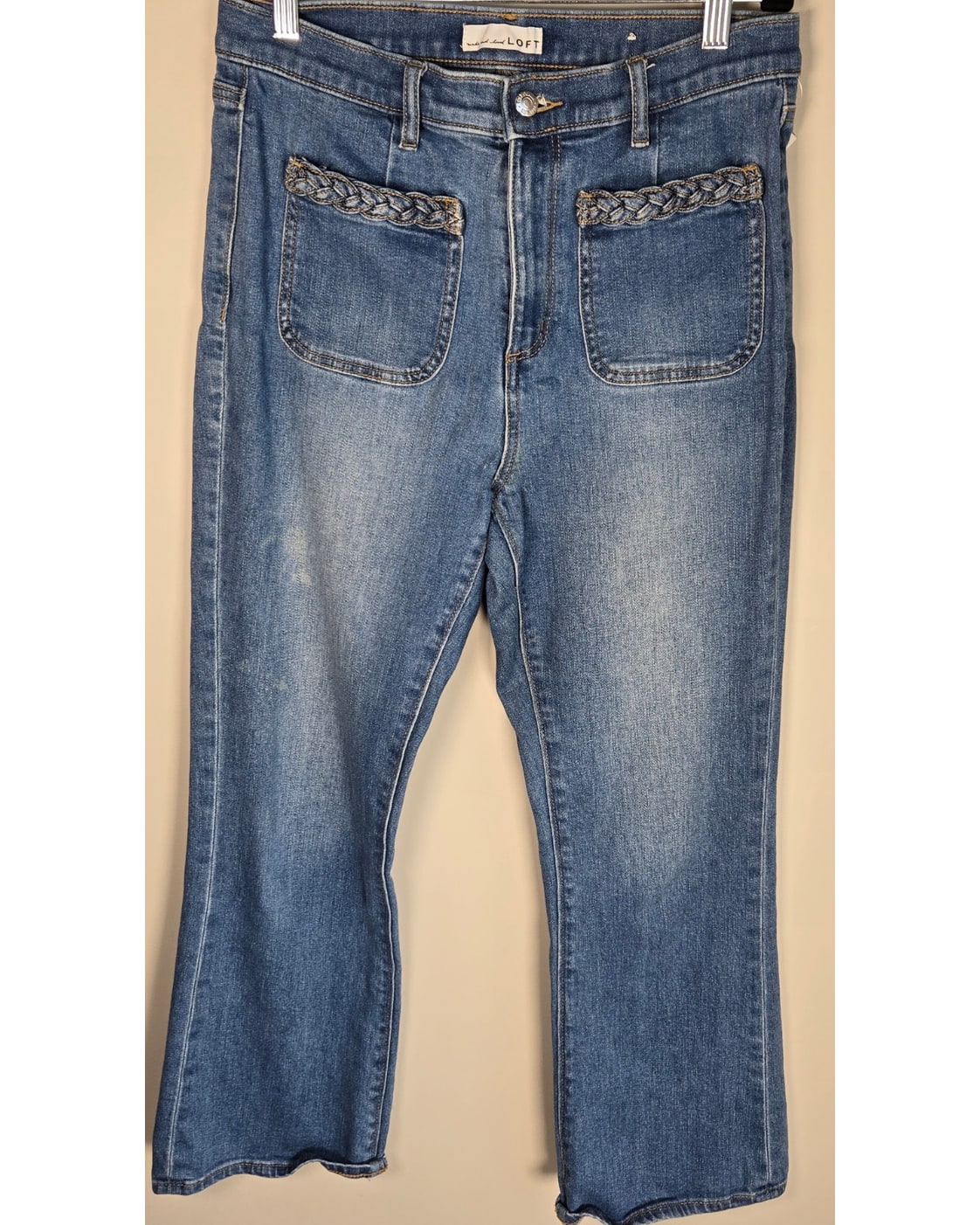 Loft Braided High Rise Kick Crop Jeans