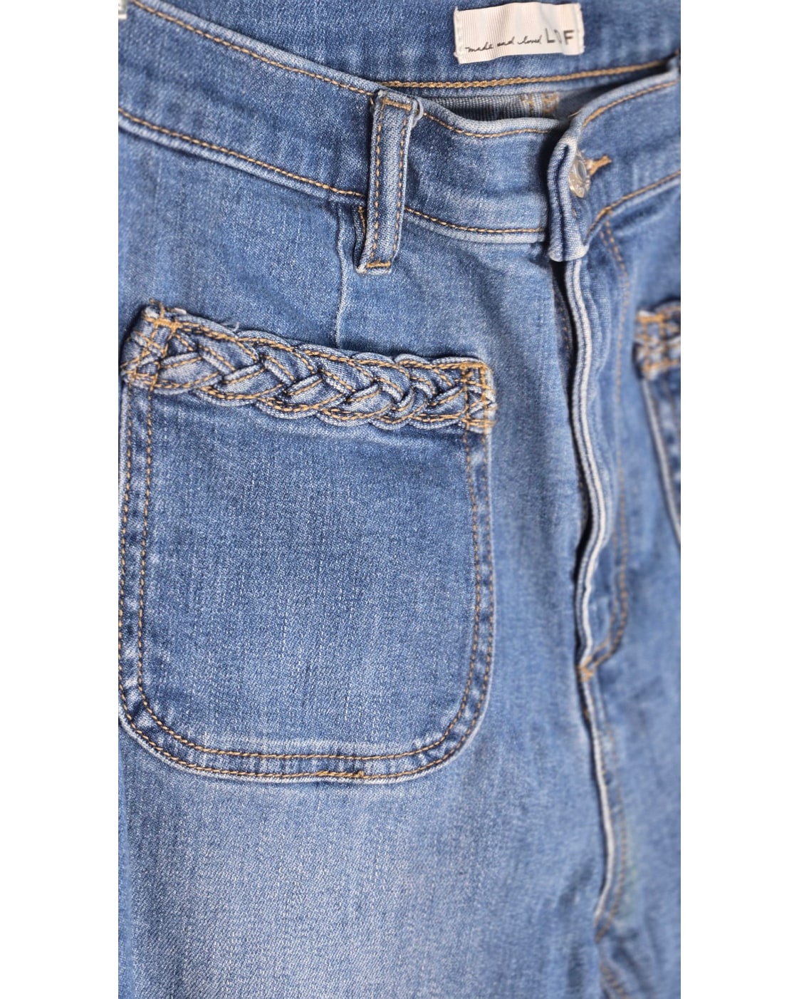 Loft Braided High Rise Kick Crop Jeans