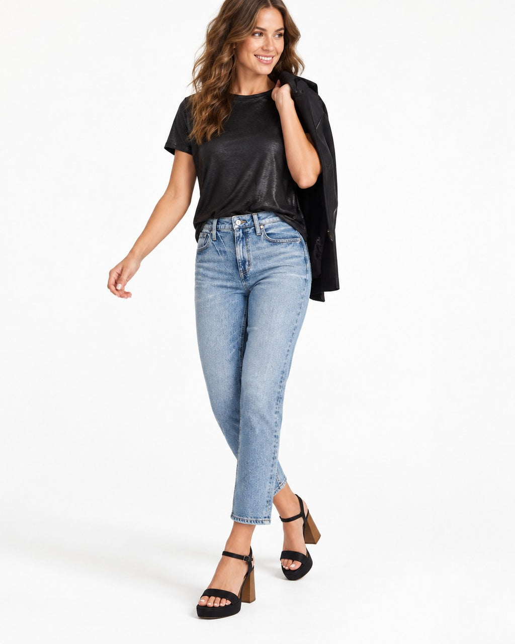 edgely™ High Rise Sparkle Ankle Slim Straight Jean