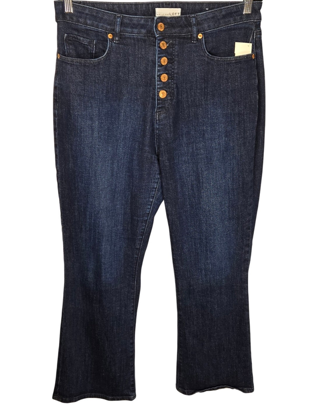 Blue Loft High Waist Button Front Crop Jeans, size 30 – photo 3