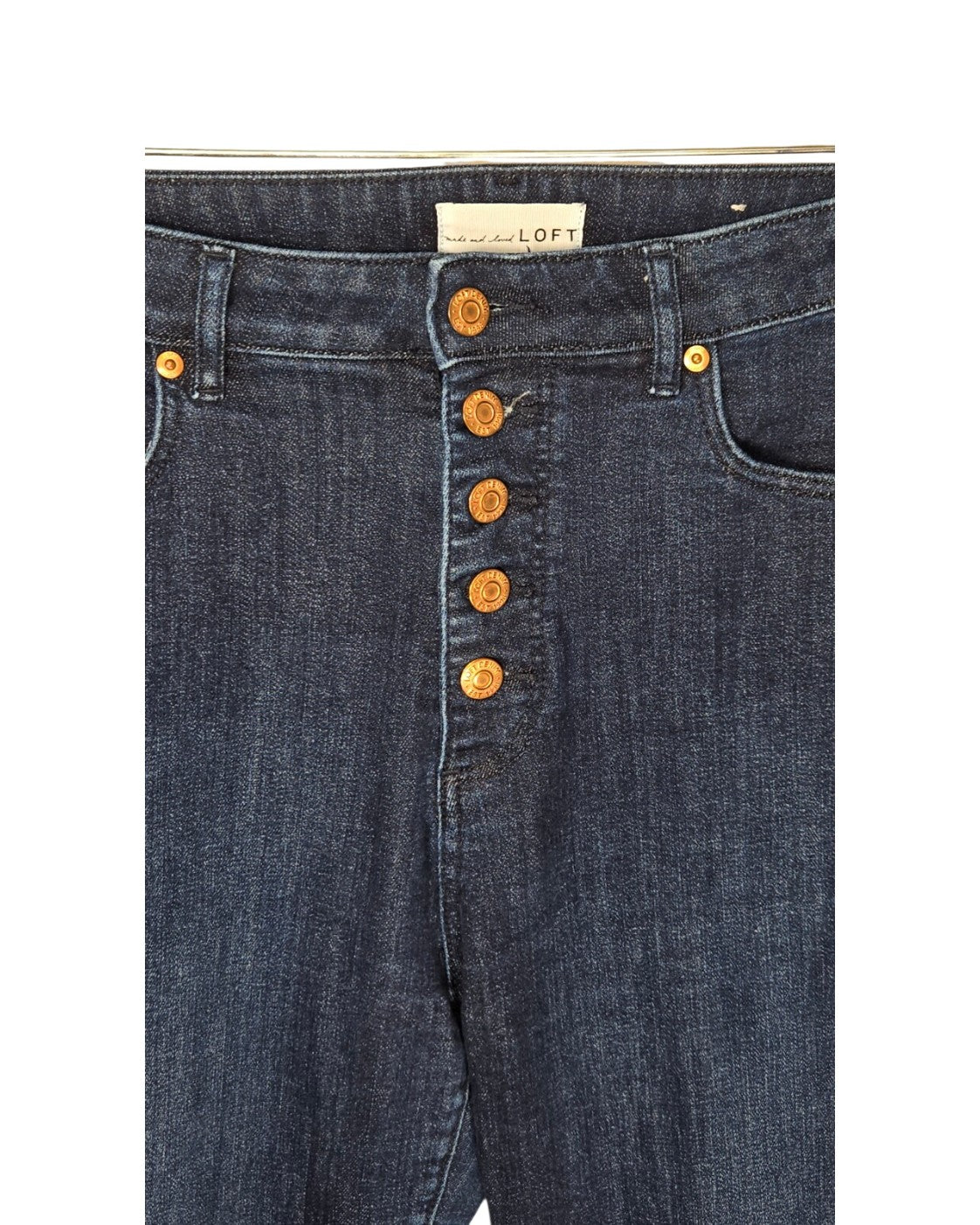 Blue Loft High Waist Button Front Crop Jeans, size 30 – photo 5