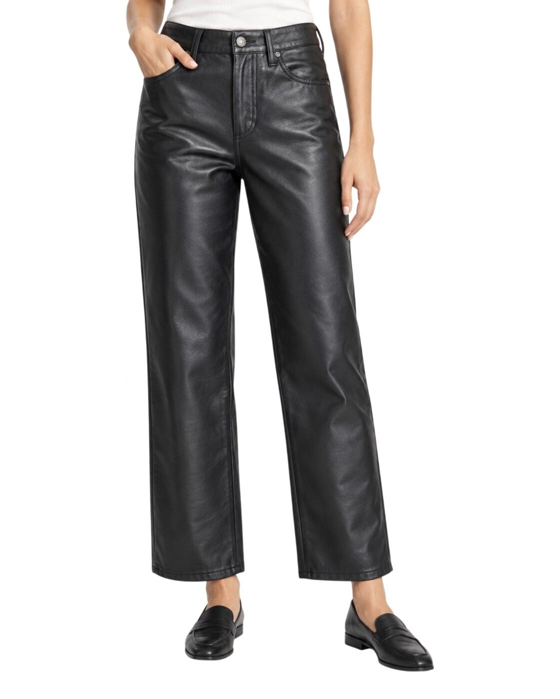 Black American Eagle Vegan Leather High-Waisted Pant, size 4