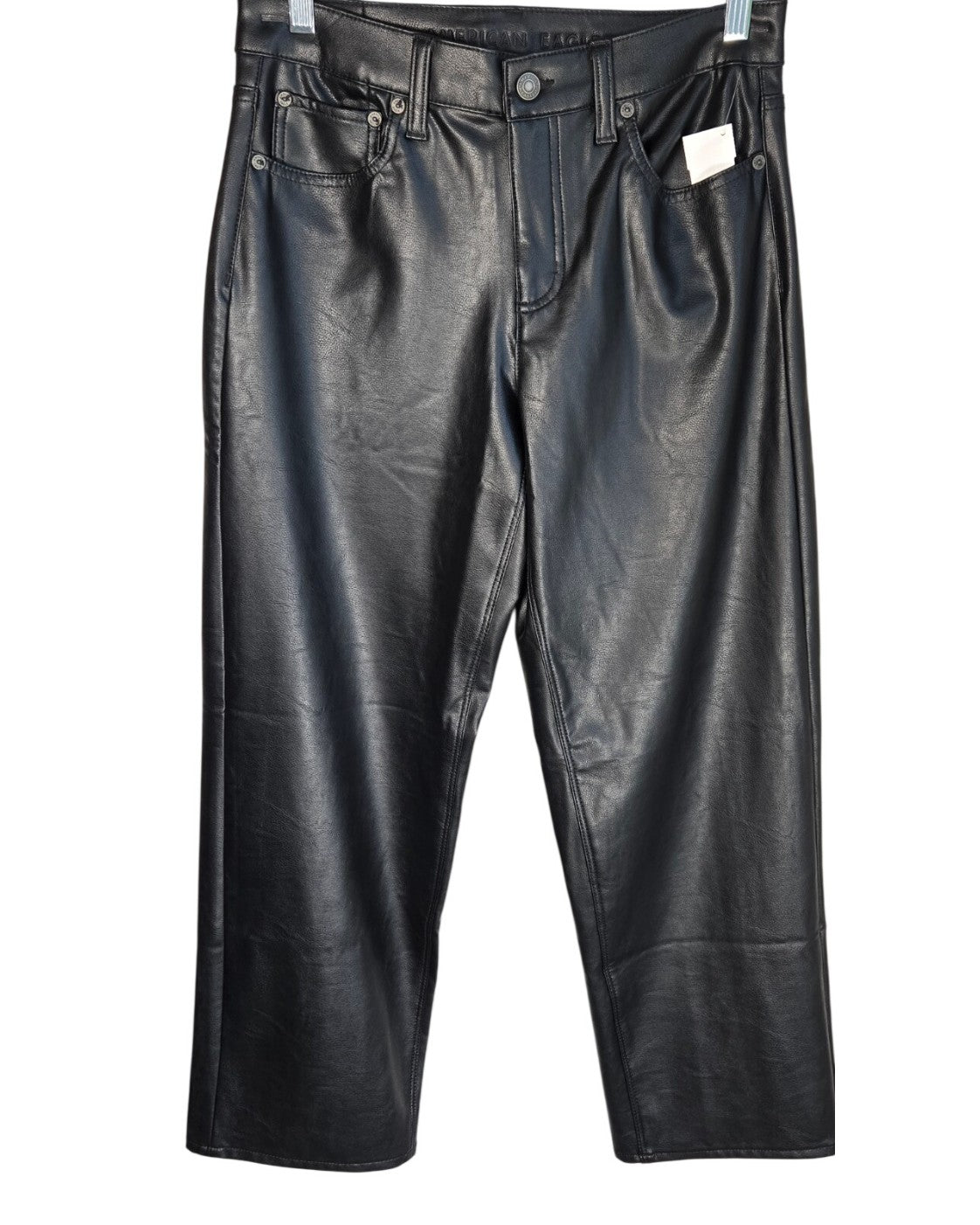 Black American Eagle Vegan Leather High-Waisted Pant, size 4 – photo 4