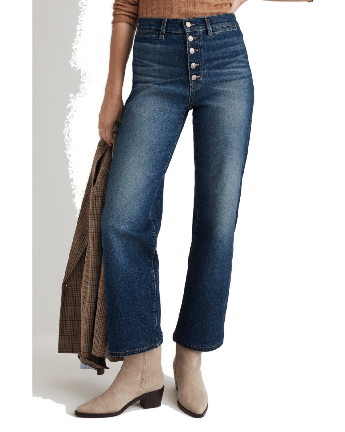 Blue Madewell The Emmy Patch Pocket High Waist Wide Leg Jean, size 31