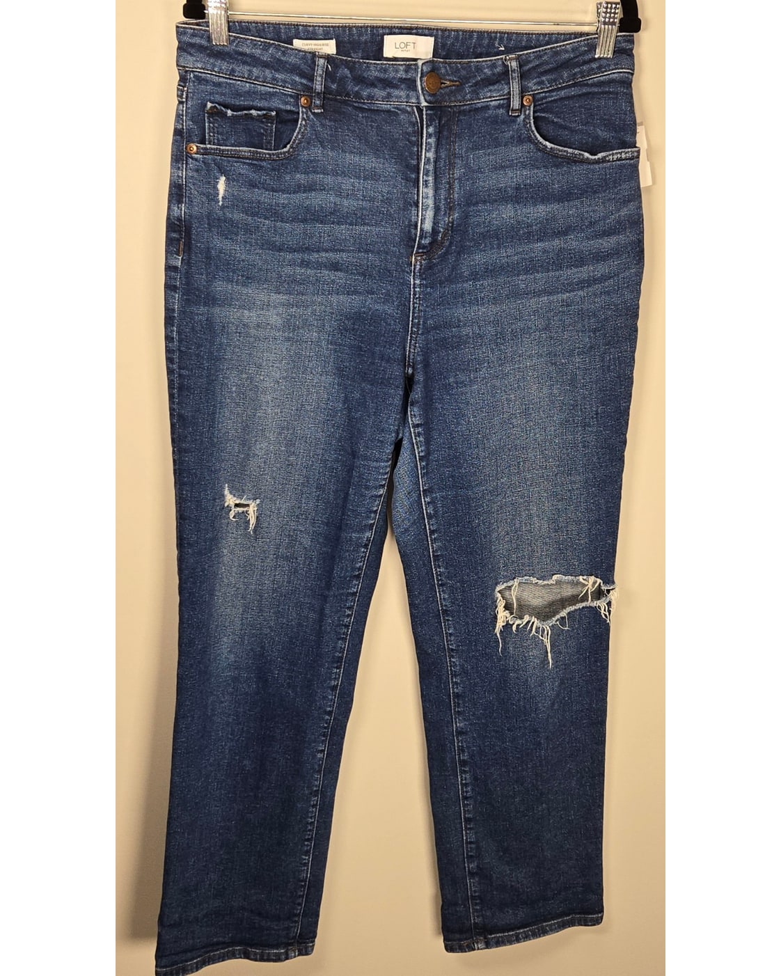 Loft Distressed Curvy Straight Jeans