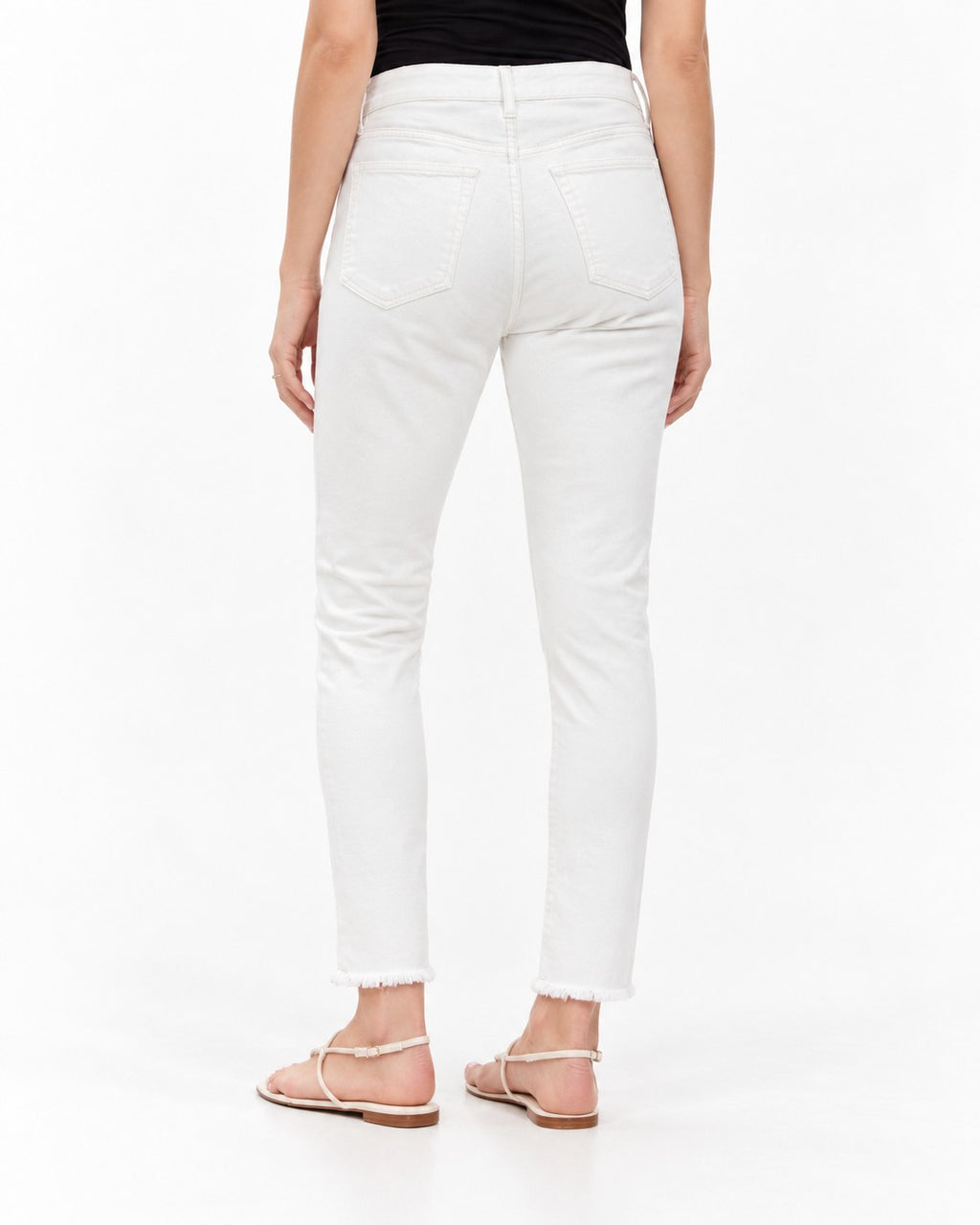 LOFT Curvy Frayed High Rise Skinny Jeans in White