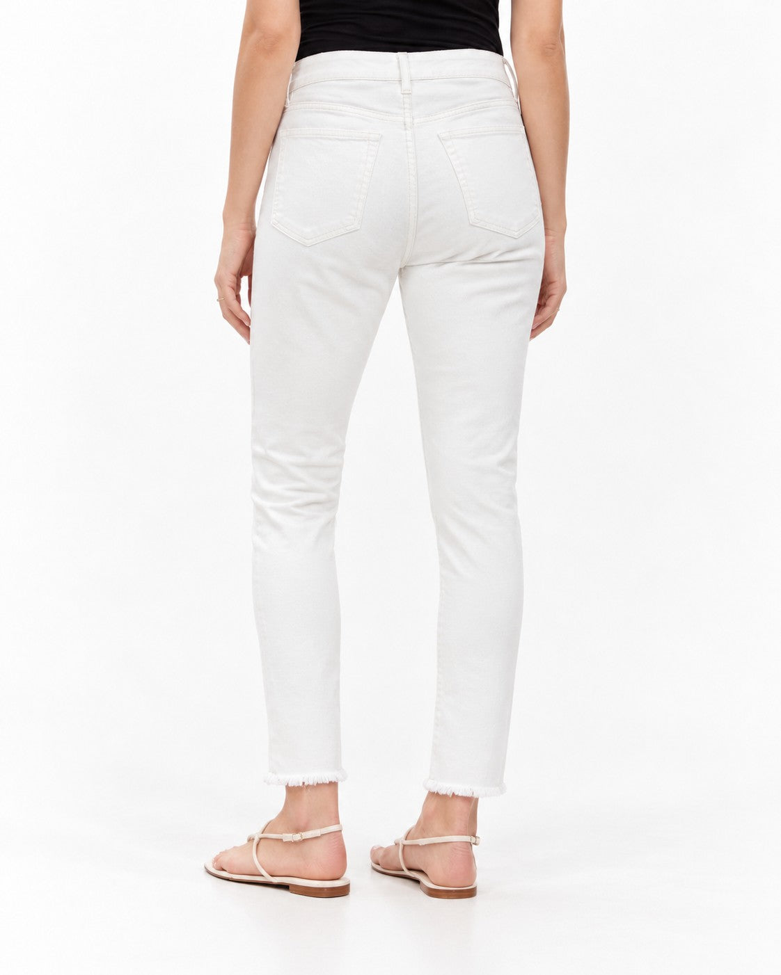 LOFT Curvy Frayed High Rise Skinny Jeans in White