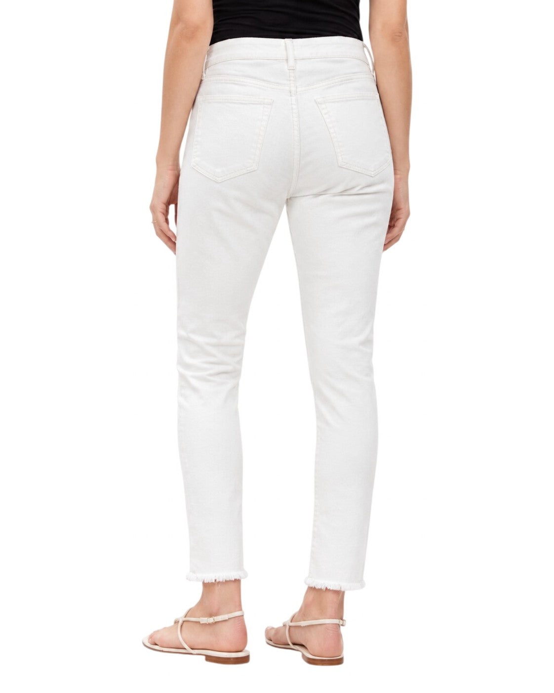 LOFT Curvy Frayed High Rise Skinny Jeans in White