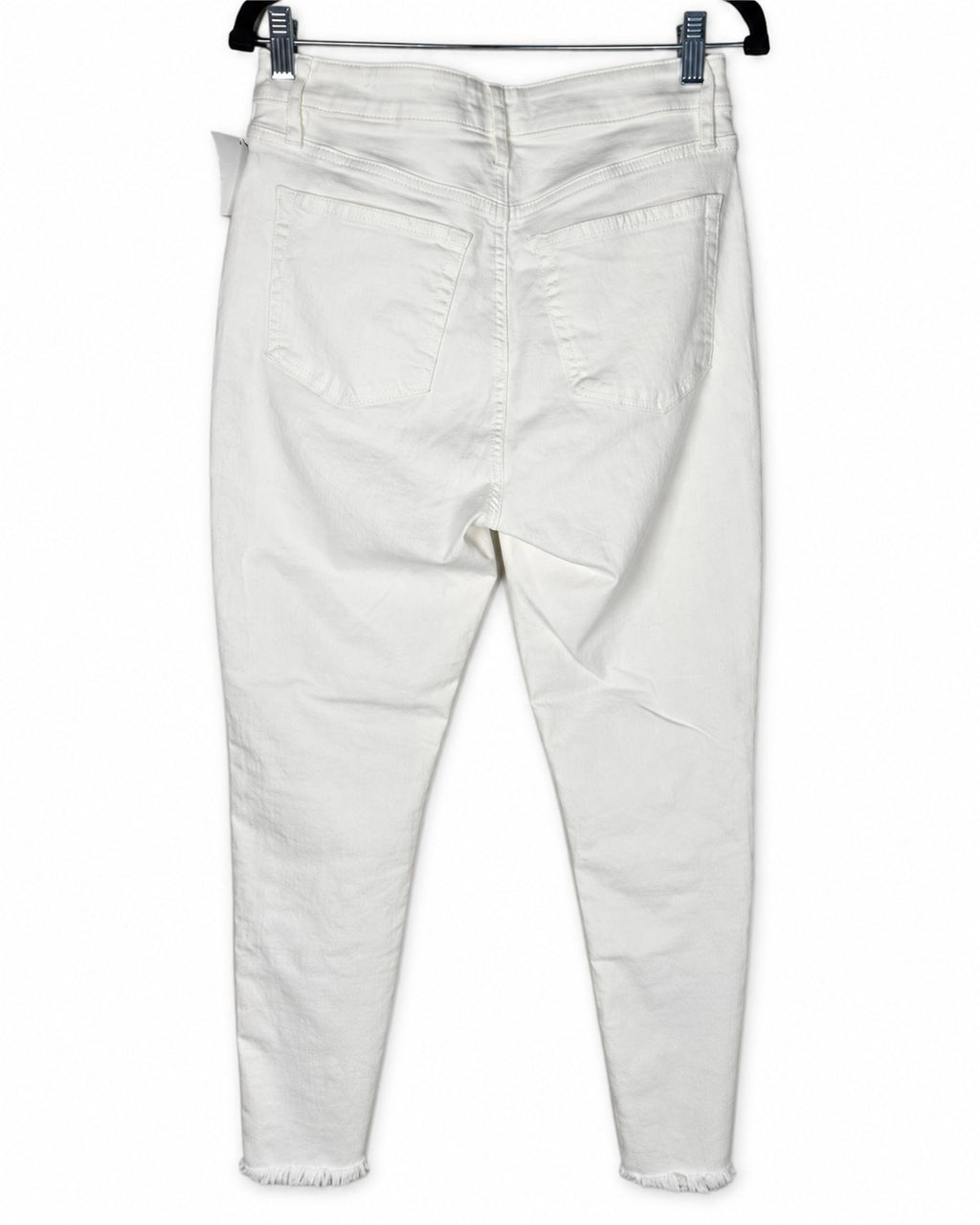 LOFT Curvy Frayed High Rise Skinny Jeans in White