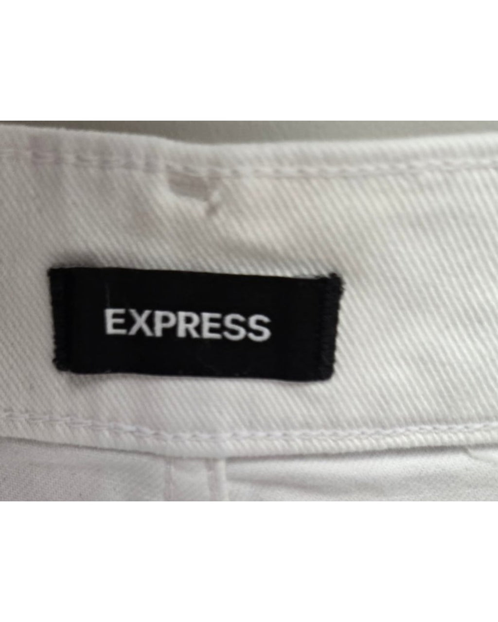 Express High Waisted White Ripped Straight Raw Hem Ankle Jeans