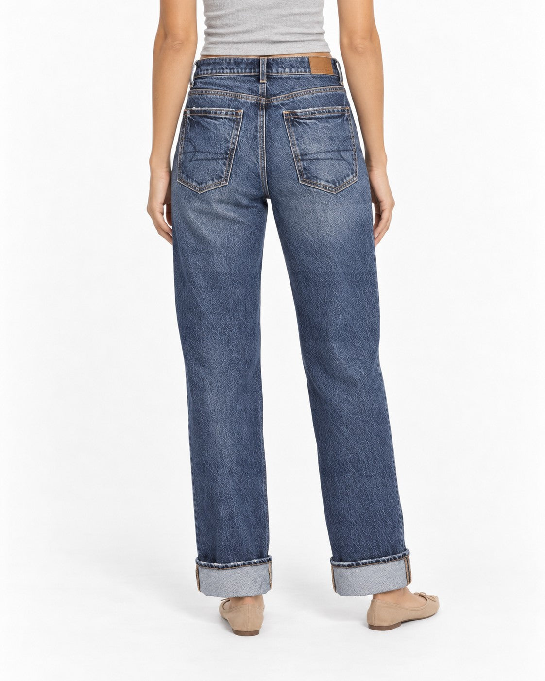 American Eagle Stretch High-Waisted Stovepipe Cuffed Jeans