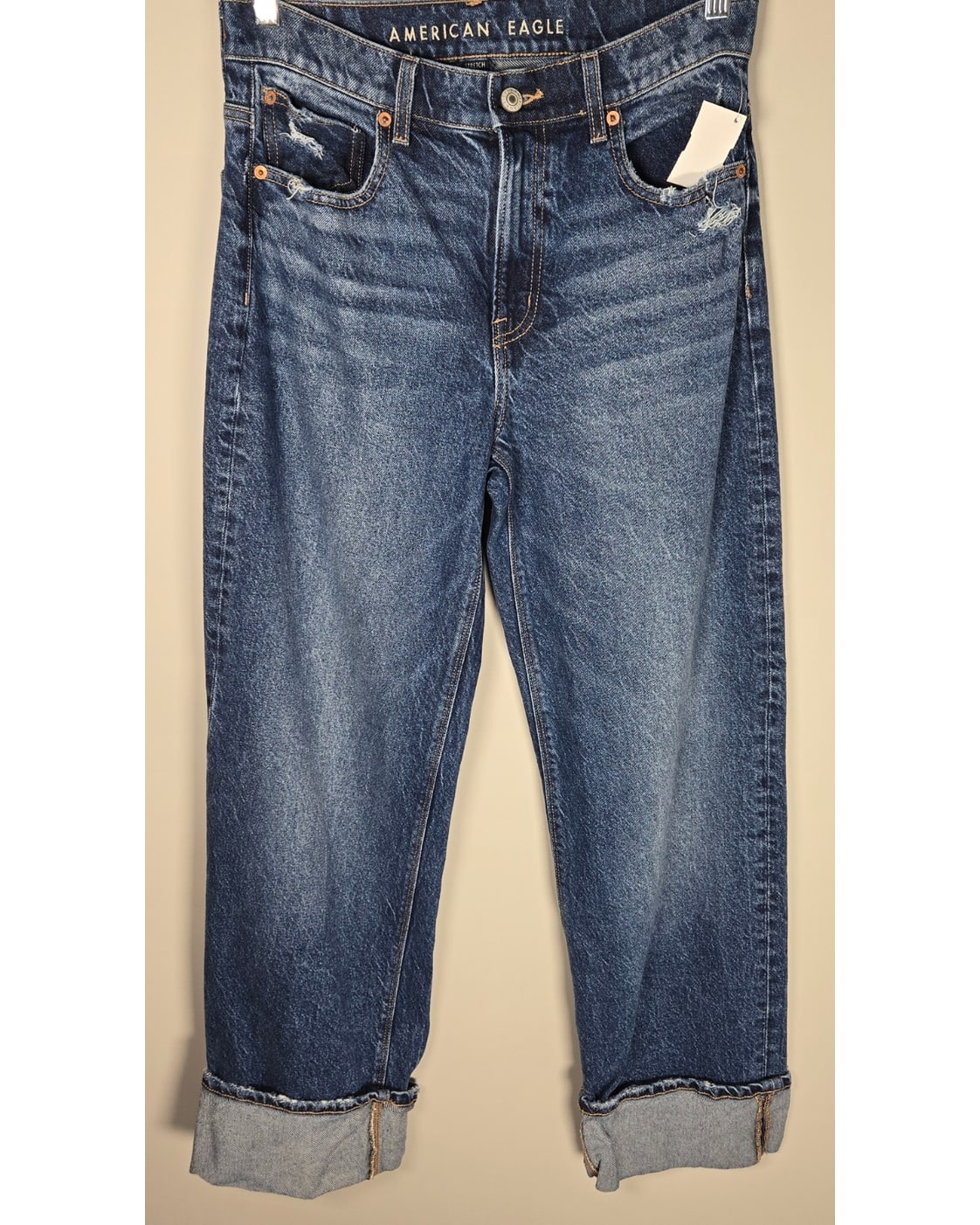 American Eagle Stretch High-Waisted Stovepipe Cuffed Jeans