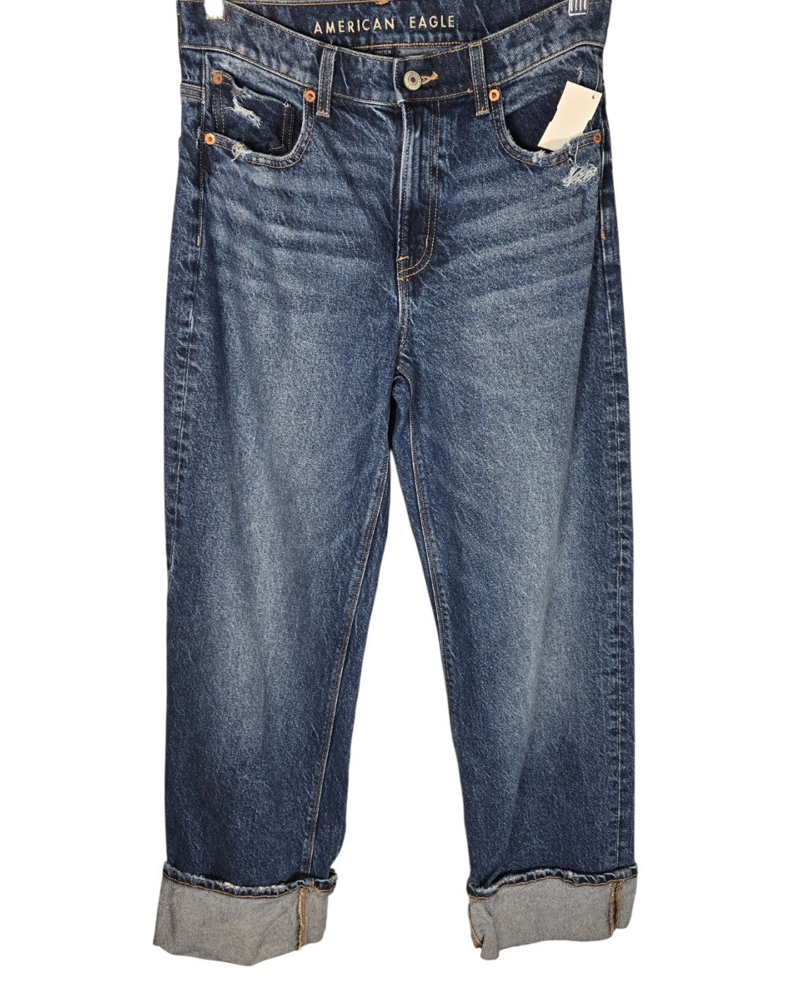 American Eagle Stretch High-Waisted Stovepipe Cuffed Jeans