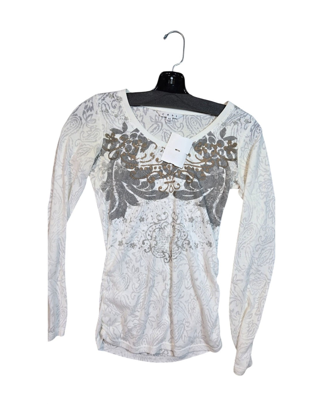 Cabi Paisley Burnout Thermal V-Neck Top