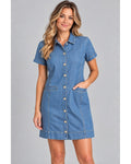 cabi Chambray Button-Front Shirt Midi Dress #6580
