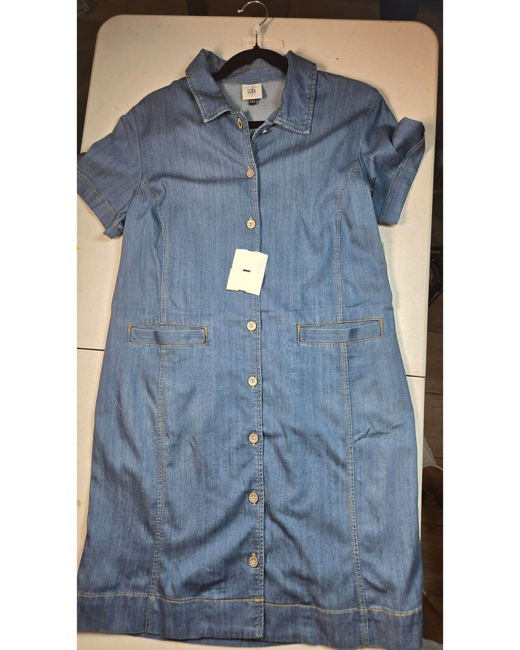 cabi Chambray Button-Front Shirt Midi Dress #6580