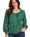 cabi Printed Long-Sleeve Blouse