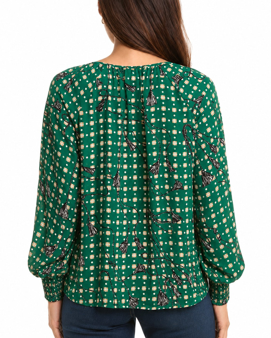 cabi Printed Long-Sleeve Blouse