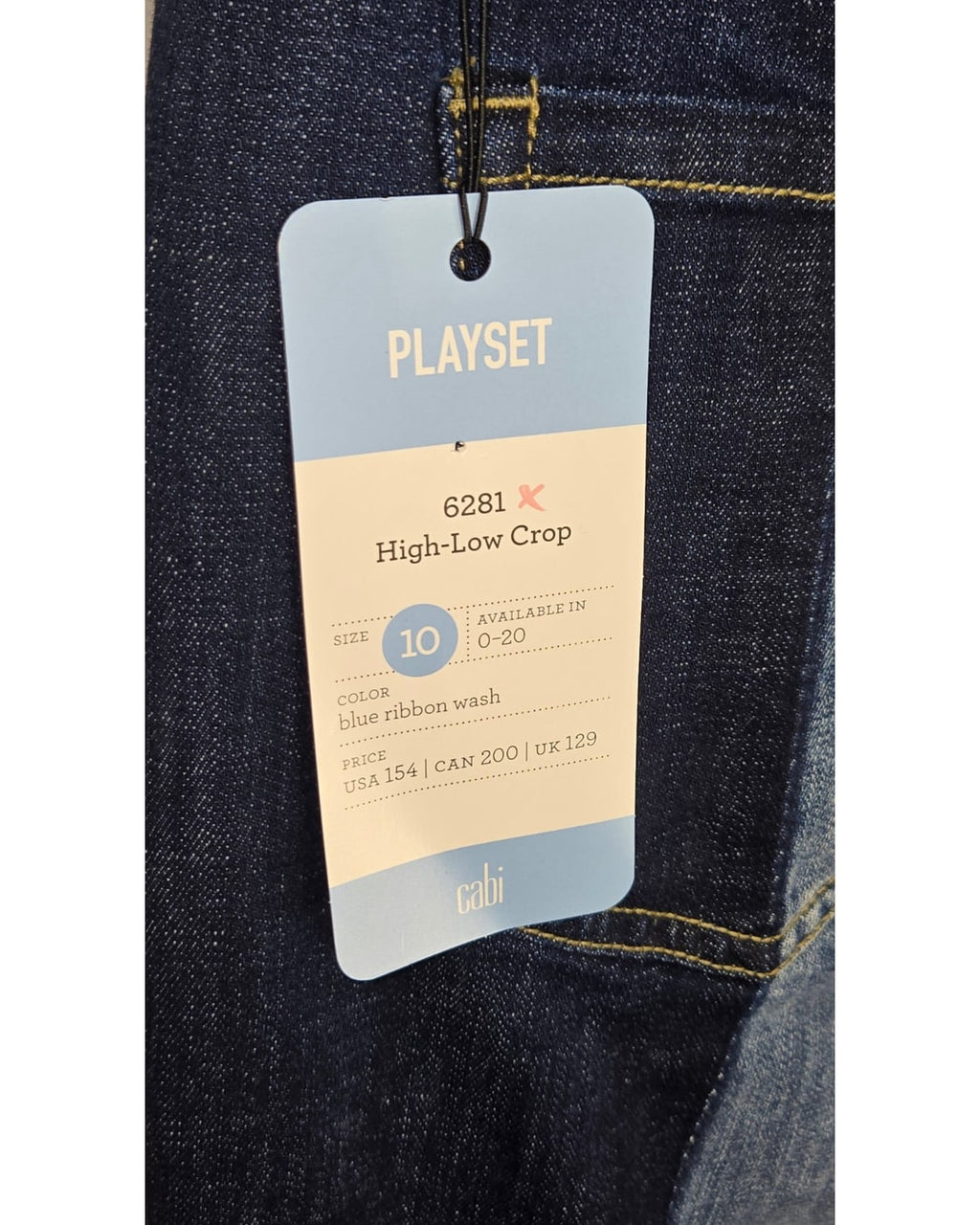 cabi Two-Tone Cropped Straight Leg Jeans