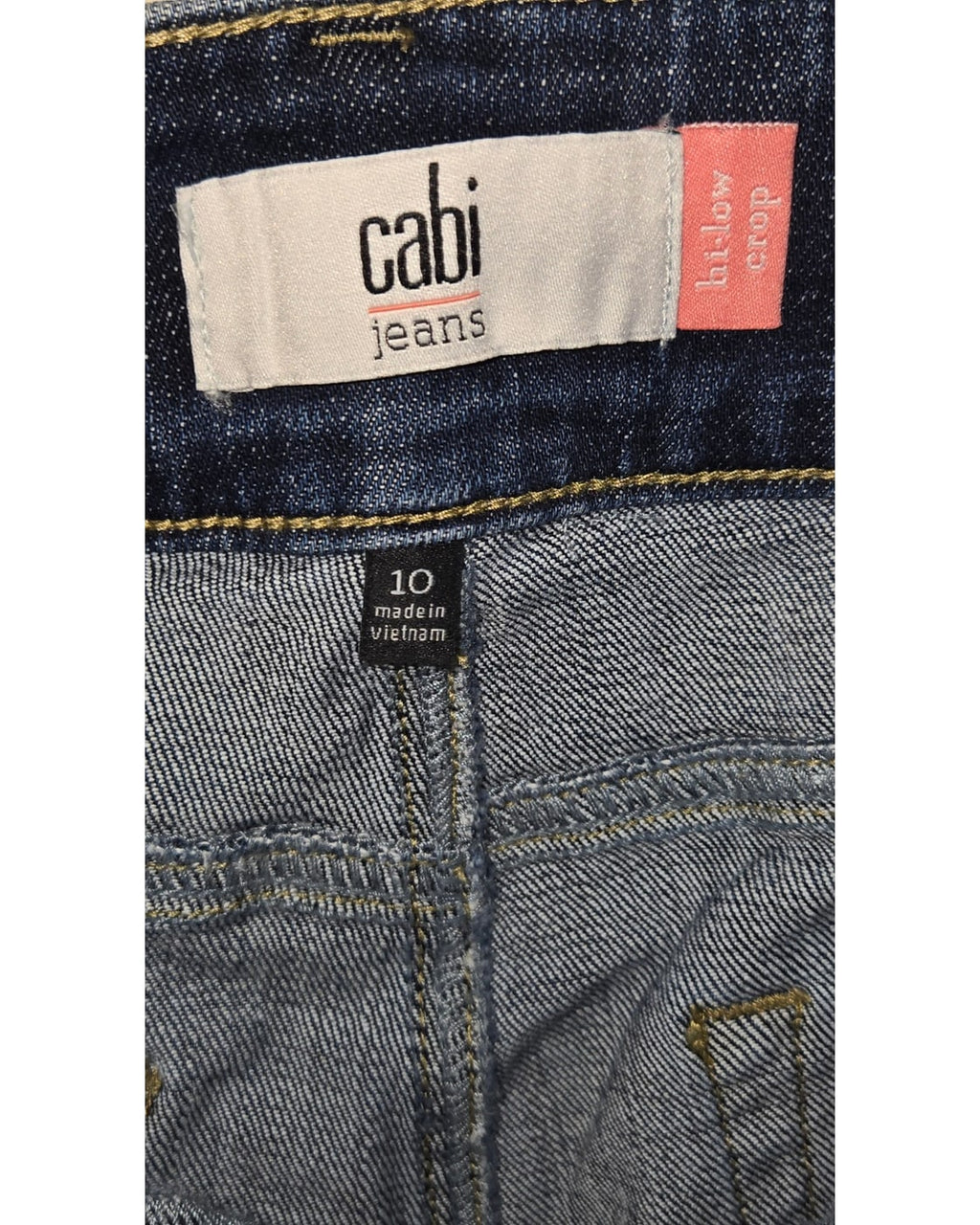cabi Two-Tone Cropped Straight Leg Jeans