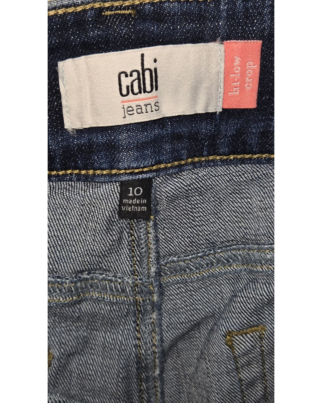cabi Two-Tone Cropped Straight Leg Jeans